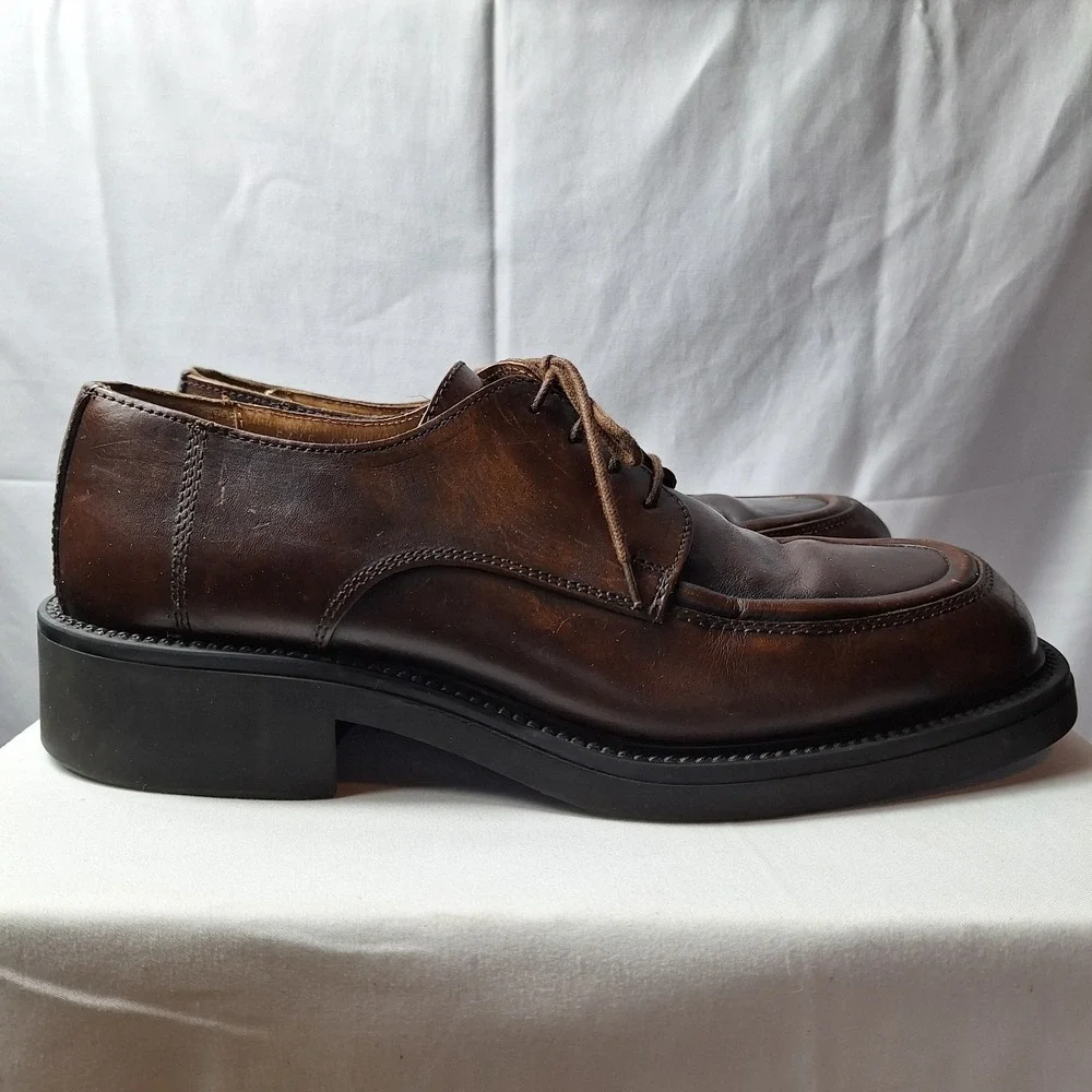 SKECHERS Collection Lace-Up Oxford Shoe Mens Sz 10M Brown Leather 90s Y2K Grunge